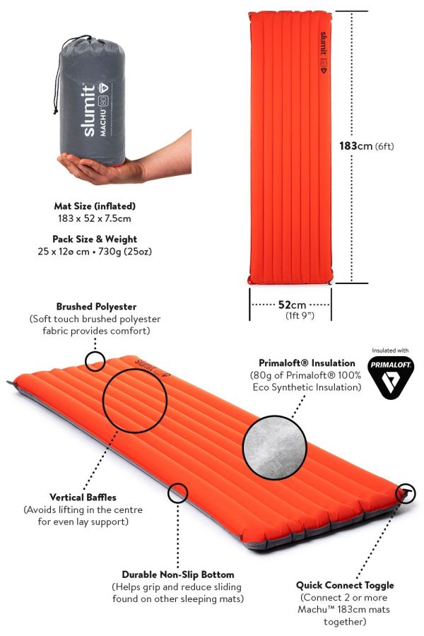 Sleeping Bags |  Machu Mat Eco Insulated Single Sleeping Mattress Sleeping Bags Burnt Orange