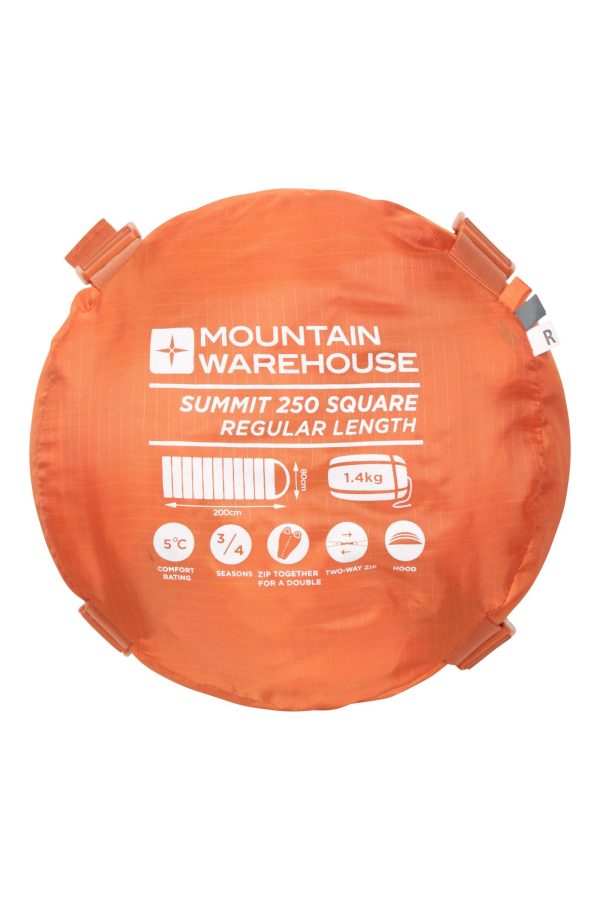 Sleeping Bags |  Summit 250 Square Winter Sleeping Bag Sleeping Bags Bright Orange