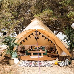 Tents |  6M Star Bell Tent Canvas 285Gsm Tents Sandstone