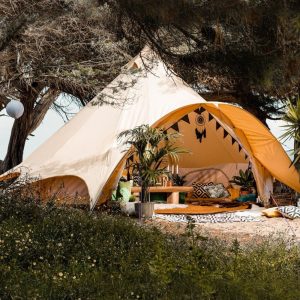 Tents |  6M Star Bell Tent Canvas Lite 200Gsm Tents Sandstone