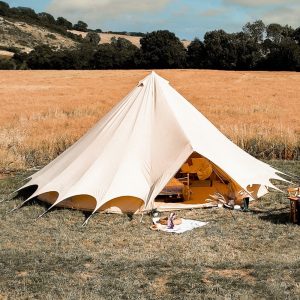 Tents |  8M Bell Tent Plus Canvas Lite 200Gsm Double Door Tents Sandstone