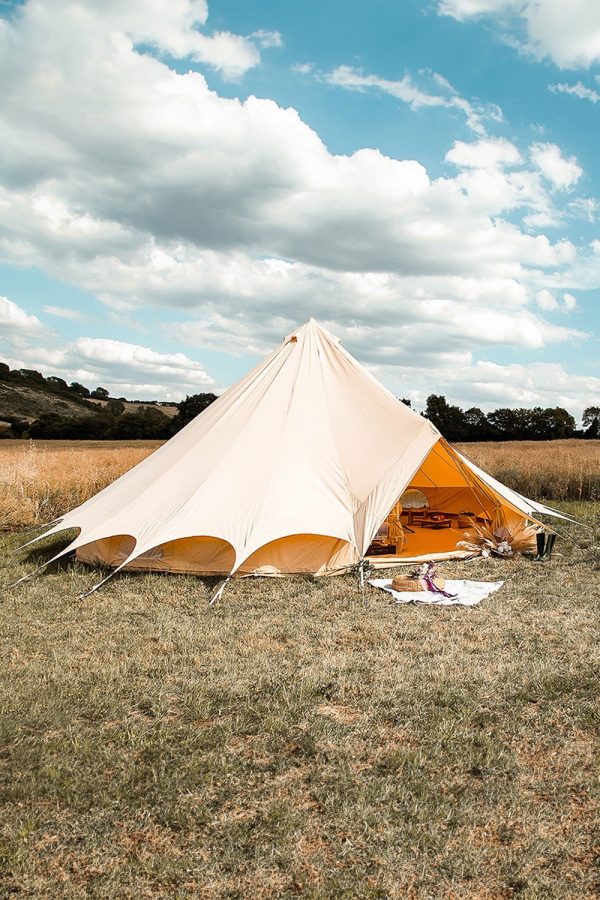 Tents |  8M Bell Tent Plus Canvas Lite 200Gsm Double Door Tents Sandstone