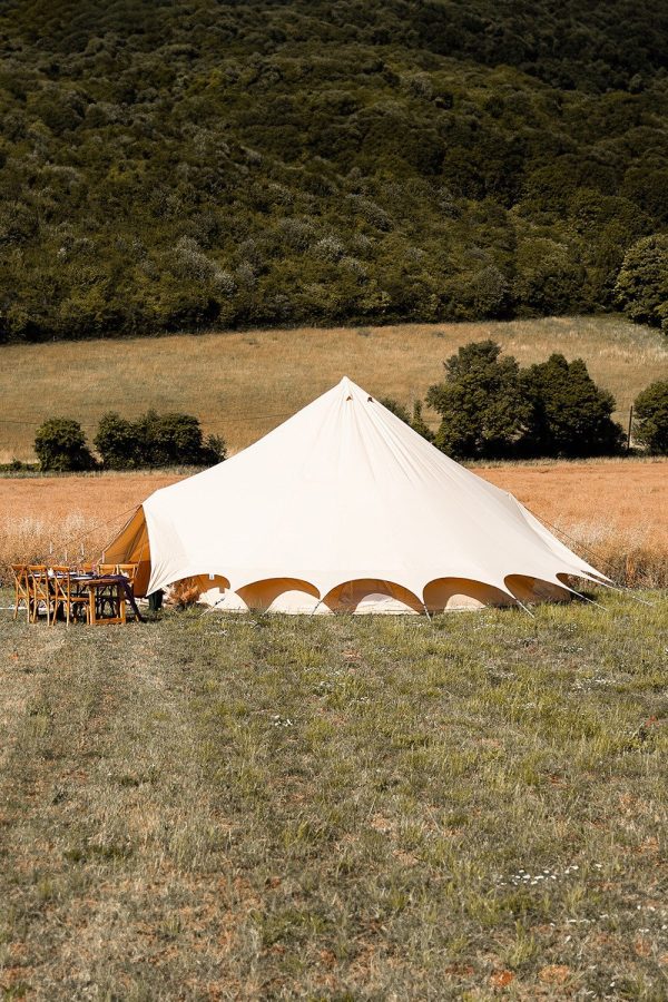 Tents |  8M Bell Tent Plus Canvas Lite 200Gsm Double Door Tents Sandstone