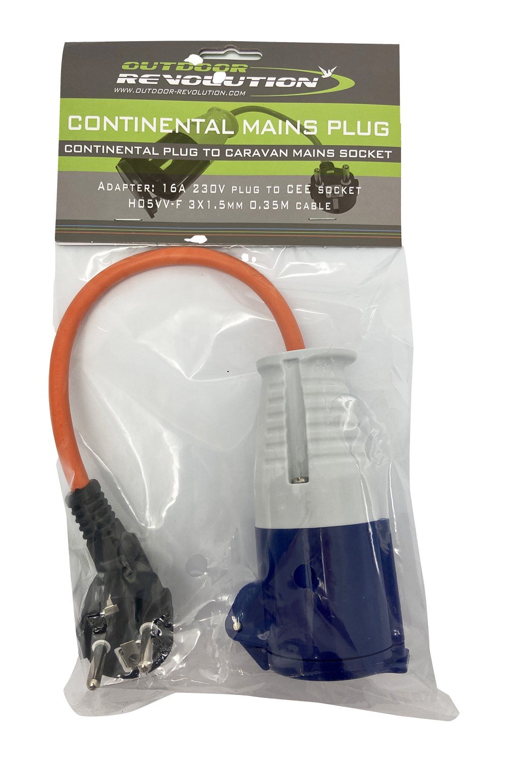 Tents |  Continental Mains Plug To Caravan Mains Socket