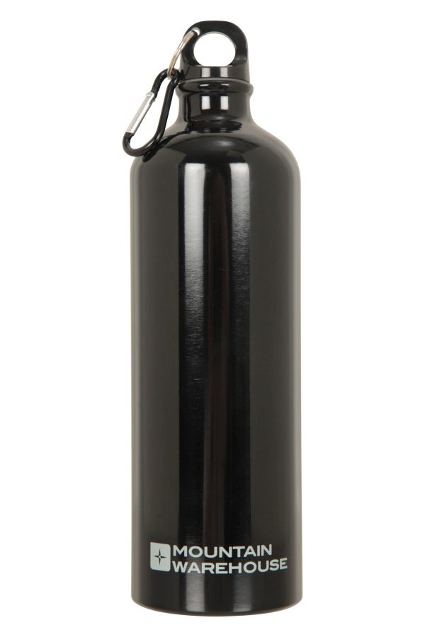 Walking Equipment |  1L Metallic Water Bottle With Karabiner Bottles, Hydro Bags & Flasks Black