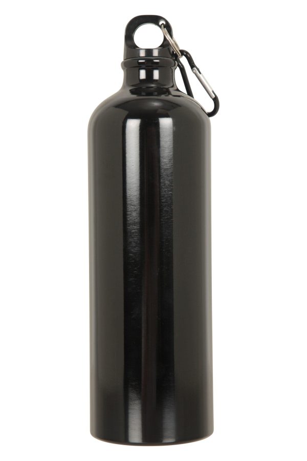 Walking Equipment |  1L Metallic Water Bottle With Karabiner Bottles, Hydro Bags & Flasks Black