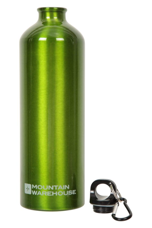 Walking Equipment |  1L Metallic Water Bottle With Karabiner Bottles, Hydro Bags & Flasks Black