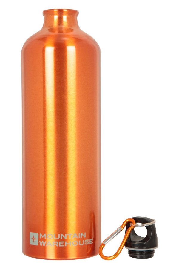 Walking Equipment |  1L Metallic Water Bottle With Karabiner Bottles, Hydro Bags & Flasks Black