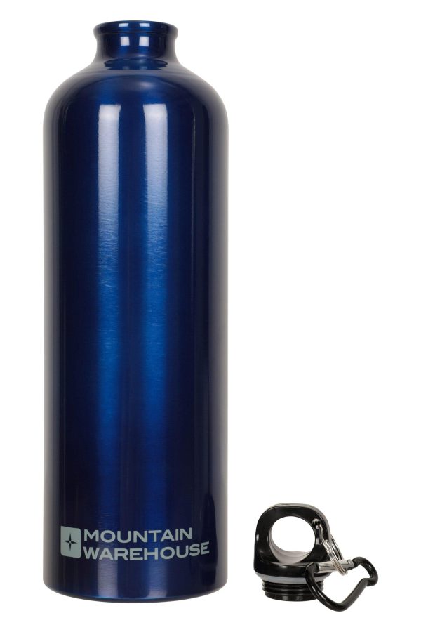 Walking Equipment |  1L Metallic Water Bottle With Karabiner Bottles, Hydro Bags & Flasks Black