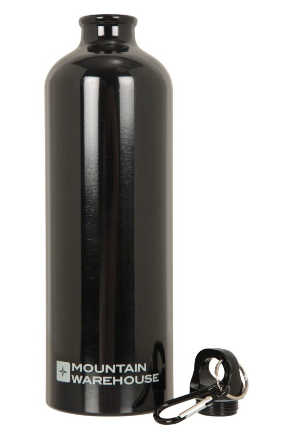 Walking Equipment |  1L Metallic Water Bottle With Karabiner Bottles, Hydro Bags & Flasks Black