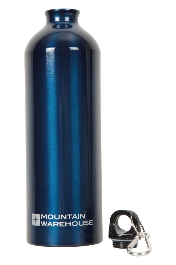 Walking Equipment |  1L Metallic Water Bottle With Karabiner Bottles, Hydro Bags & Flasks Black